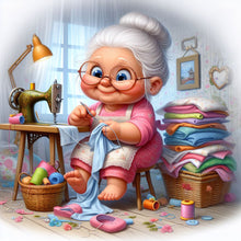 Load image into Gallery viewer, Old Lady Holding Tulips-Full Round Diamond Painting-30x30cm
