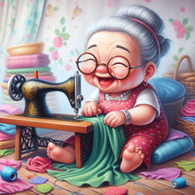 Load image into Gallery viewer, Old Lady Holding Tulips-Full Round Diamond Painting-30x30cm
