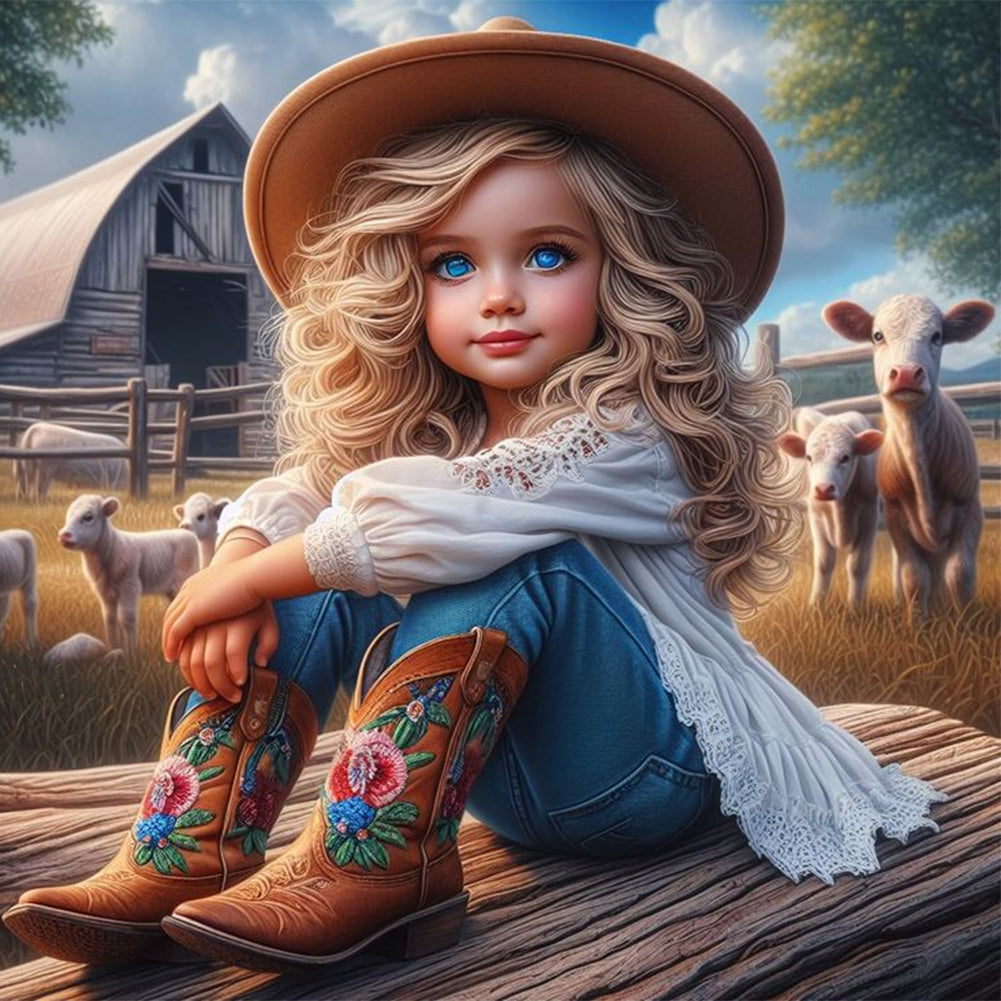 Cowgirl-Full Round Diamond Painting-30x30cm