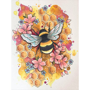 Bee-Full Round Diamond Painting-30x40cm