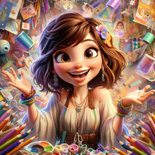 Load image into Gallery viewer, Girl-Full Round Diamond Painting-30x30cm
