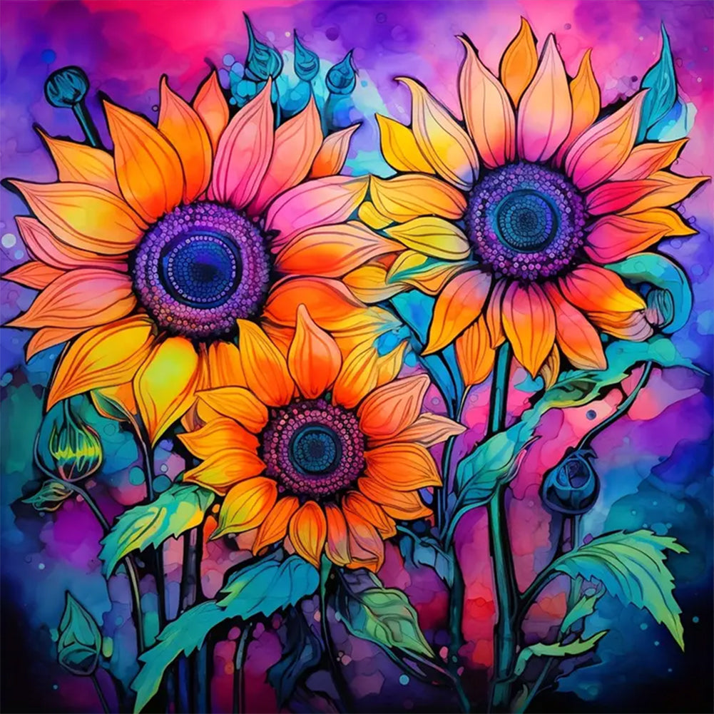 Sunflower-Full Round Diamond Painting-30x30cm