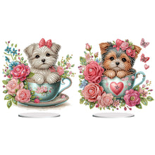 Load image into Gallery viewer, Teacup Puppy-Single Side Drill-Acrylic Diamond Desktop Ornament

