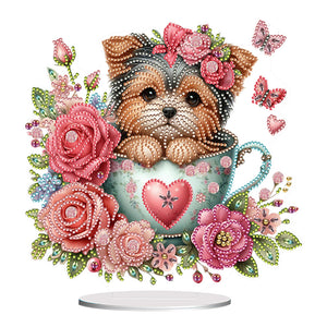 Teacup Puppy-Single Side Drill-Acrylic Diamond Desktop Ornament
