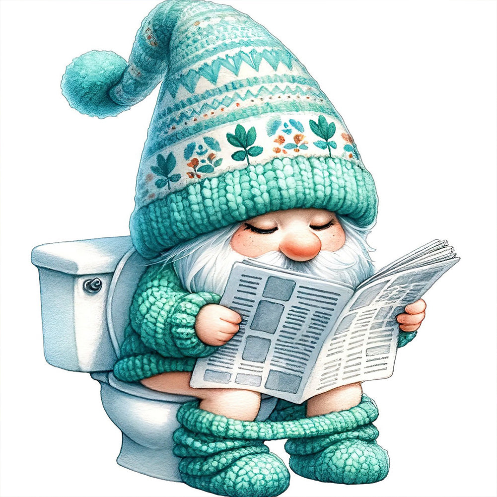 Toilet Gnome-Full Round Diamond Painting-30x30cm
