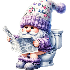 Toilet Gnome-Full Round Diamond Painting-30x30cm