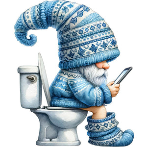 Toilet Gnome-Full Round Diamond Painting-30x30cm