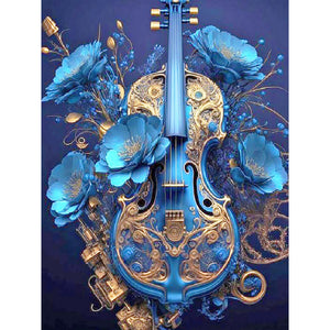 Flowers And Musical Instruments-Full Round Diamond Painting-30x40cm