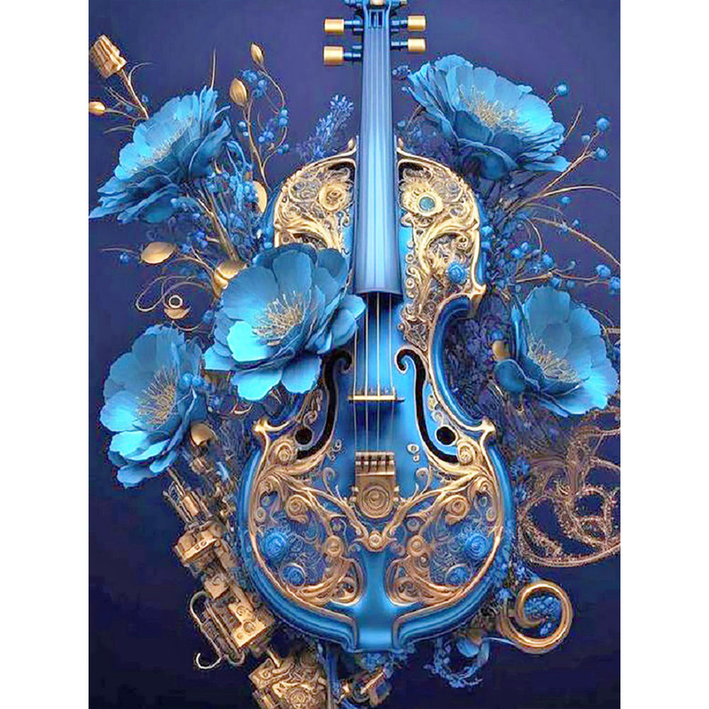 Flowers And Musical Instruments-Full Round Diamond Painting-30x40cm