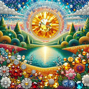 Beautiful Sunrise Scenery-Full Round Diamond Painting-30x30cm