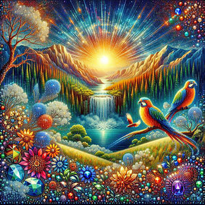 Beautiful Sunrise Scenery-Full Round Diamond Painting-30x30cm