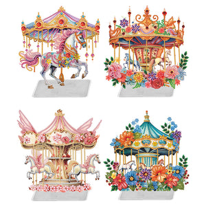 Flower Carousel-Single Side Drill-Acrylic Diamond Desktop Ornament