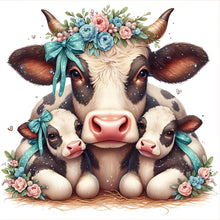 Load image into Gallery viewer, Cow Family-Full Round Diamond Painting-30x30cm
