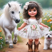 Load image into Gallery viewer, Life of Pets Girl-Full Round Diamond Painting-30x30cm
