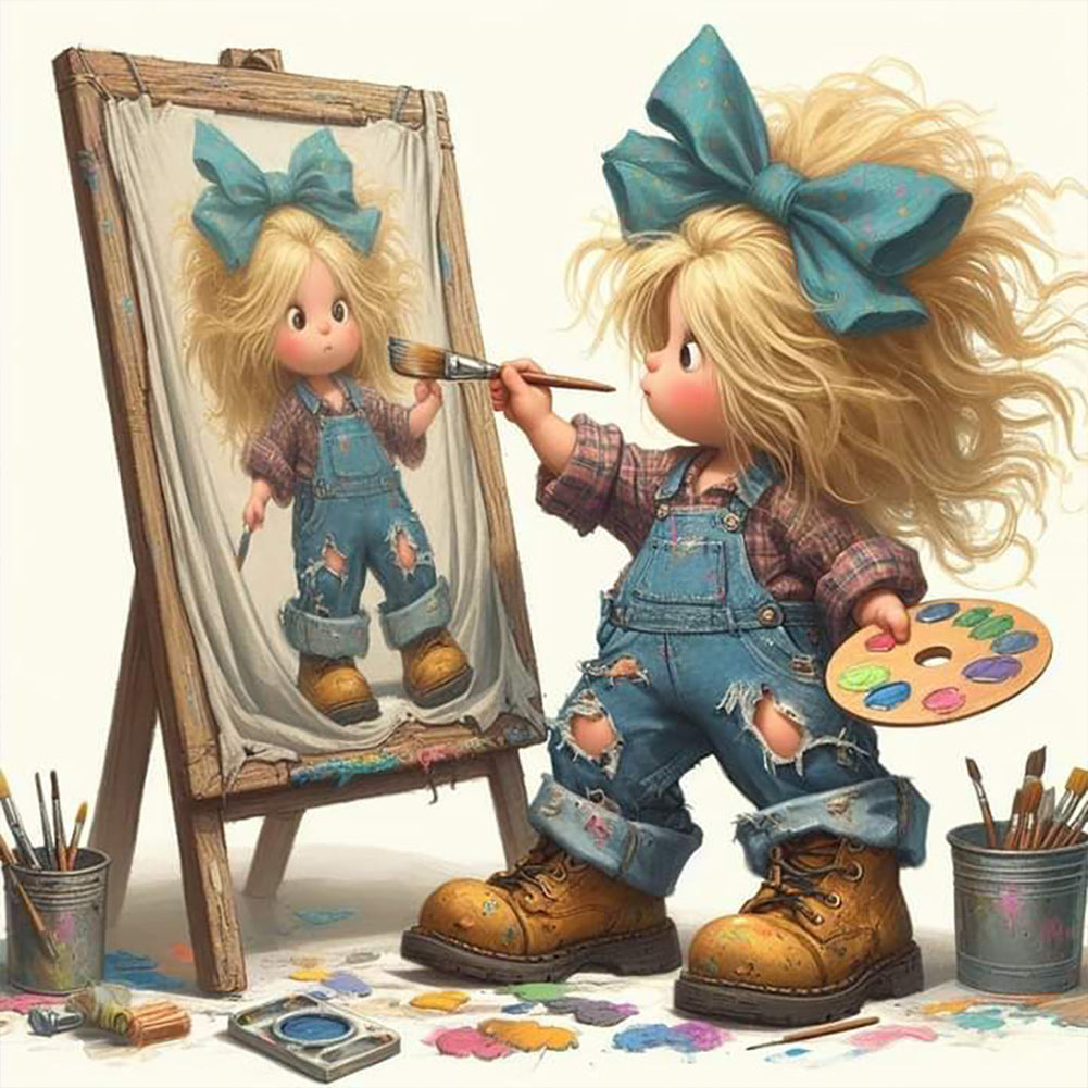 Girl-Full Round Diamond Painting-30x30cm