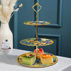 3-Tiered Mandala Diamond Painting Tray Stand Round Serving Tray