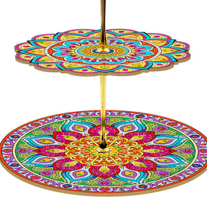 3-Tiered Mandala Diamond Painting Tray Stand Round Serving Tray
