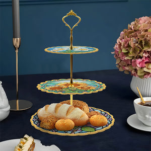 3-Tiered Mandala Diamond Painting Tray Stand Round Serving Tray
