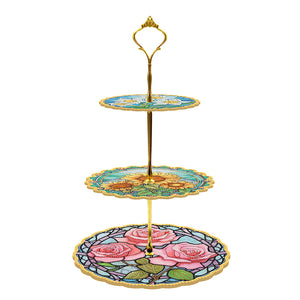 3-Tiered Mandala Diamond Painting Tray Stand Round Serving Tray