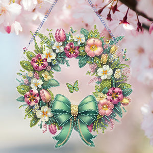 Flower Wreath-Single Side Drill-Diamond Pendant