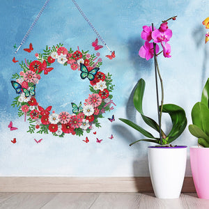 Flower Wreath-Single Side Drill-Diamond Pendant