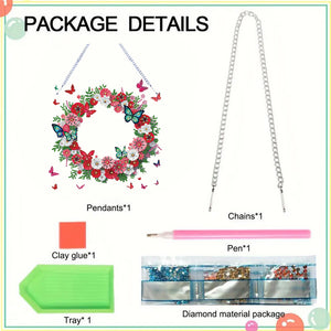 Flower Wreath-Single Side Drill-Diamond Pendant