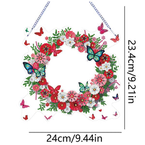 Flower Wreath-Single Side Drill-Diamond Pendant