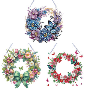 Flower Wreath-Single Side Drill-Diamond Pendant