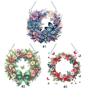 Flower Wreath-Single Side Drill-Diamond Pendant