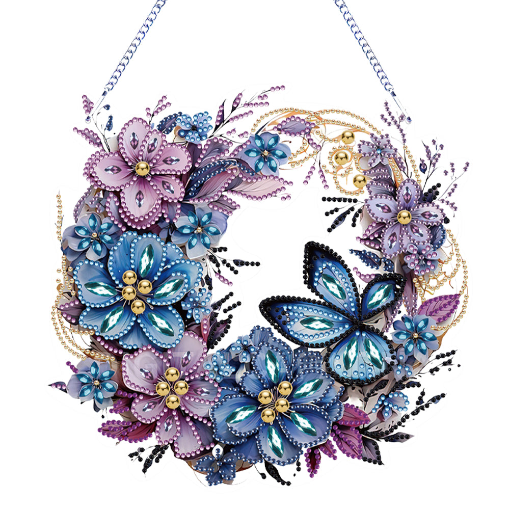 Flower Wreath-Single Side Drill-Diamond Pendant