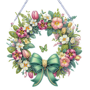 Flower Wreath-Single Side Drill-Diamond Pendant