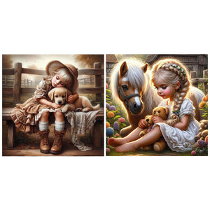 Farm Girl-Full Round Diamond Painting-30x30cm
