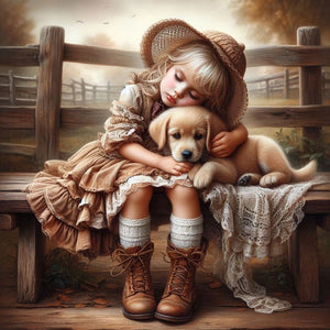 Farm Girl-Full Round Diamond Painting-30x30cm