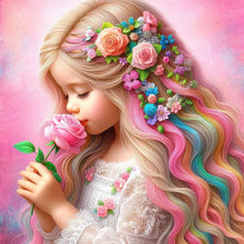 Load image into Gallery viewer, Rose Hair Girl-Full Round Diamond Painting-30x30cm
