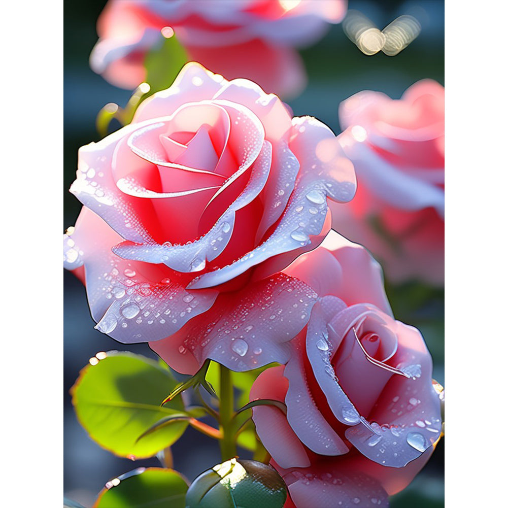 Pink Rose-Full Round Diamond Painting-30x40cm