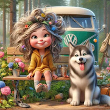 Load image into Gallery viewer, Life Of Pets Girl-Full Round Diamond Painting-30x30cm
