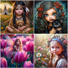 Load image into Gallery viewer, Girl-Full Round Diamond Painting-30x30cm
