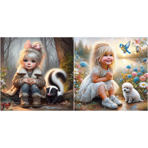 Life Of Pets Girl-Full Round Diamond Painting-30x30cm