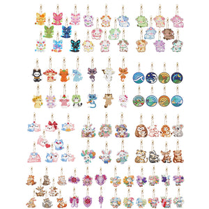 6/8Pcs/Set Animal-Double Side Drill-Diamond Keychain
