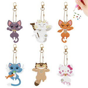 6/8Pcs/Set Animal-Double Side Drill-Diamond Keychain