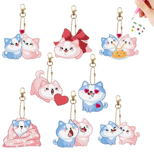 6/8Pcs/Set Animal-Double Side Drill-Diamond Keychain