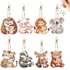 6/8Pcs/Set Animal-Double Side Drill-Diamond Keychain