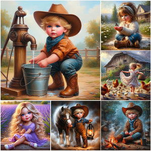 Farm Girl-Full Round Diamond Painting-30x30cm