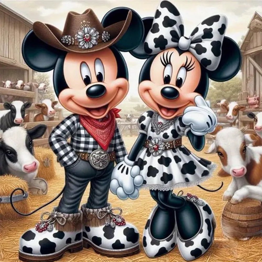 Mickey And Minnie-Full Round Diamond Painting-40x40cm