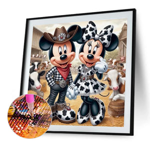 Mickey And Minnie-Full Round Diamond Painting-40x40cm