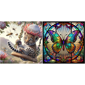 Leopard-Full Round Diamond Painting-40x40cm