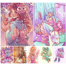 Load image into Gallery viewer, Cartoon Girl-Full Round Diamond Painting-30x40cm
