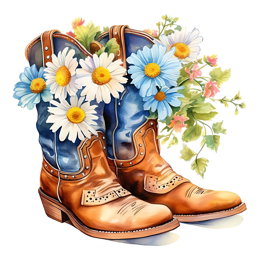 Cowboy Boots-Full Round Diamond Painting-30x30cm