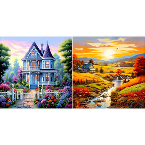 Country House-Full Round Diamond Painting-30x30cm