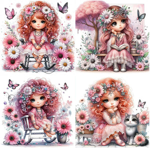 Flower Girl-Full Round Diamond Painting-30x30cm